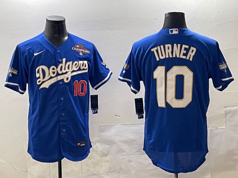 Men Los Angeles Dodgers #10 Turner Blue Gold Elite 2025 Nike MLB Jersey style 7->los angeles dodgers->MLB Jersey